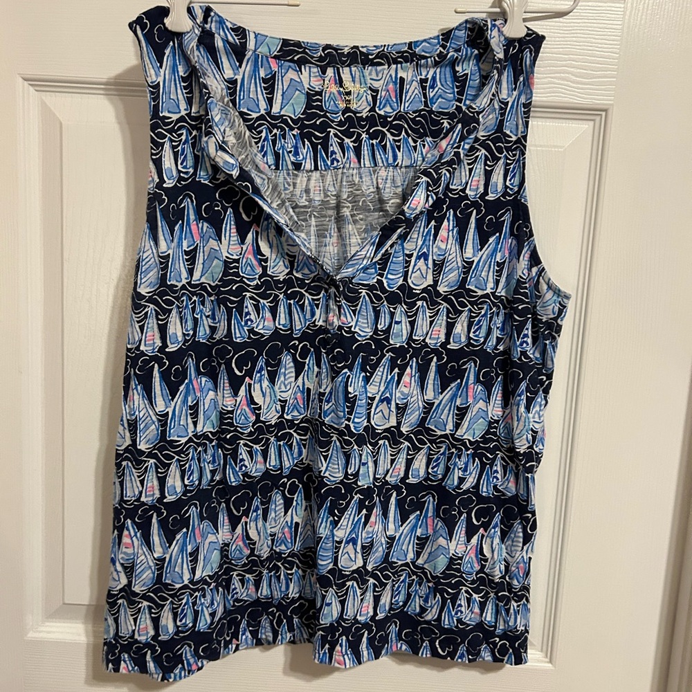 Lilly Pulitzer Blue Sailboat Tank Top